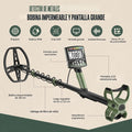 Partes del detector de metales verde: bobina de 30 cm, pantalla y apoyabrazo
